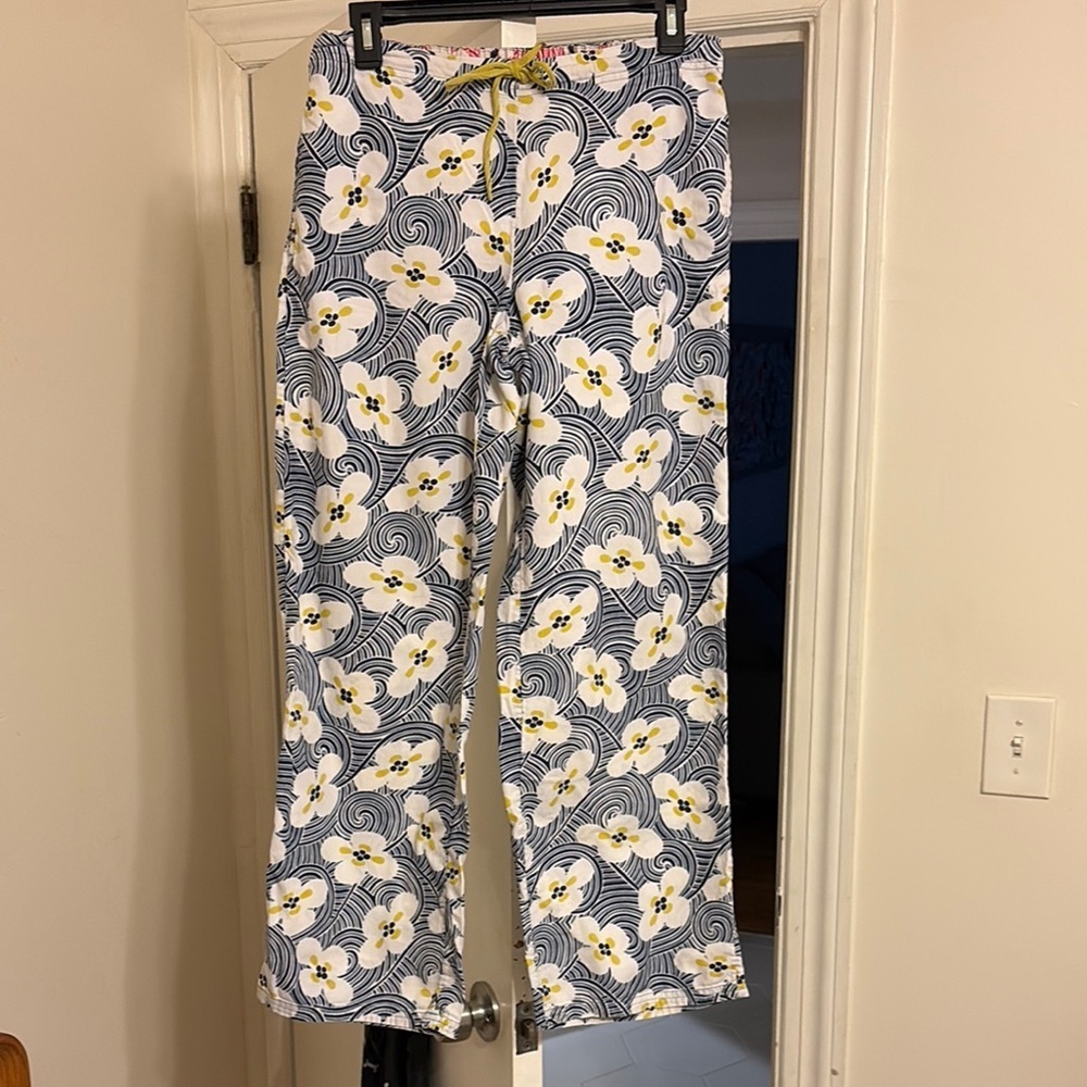 Boden flower themed cotton summer pants either elasticized waist
